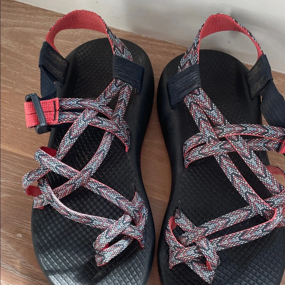 Chaco Black and Orange and Blue Strappy Sandals - Picture 5 of 8